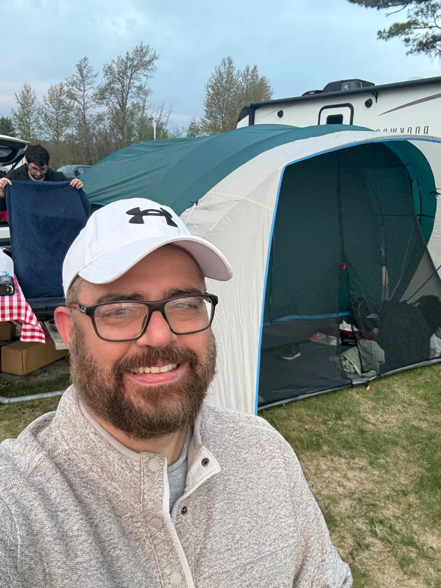 Ackley Will at a campsite with a tent