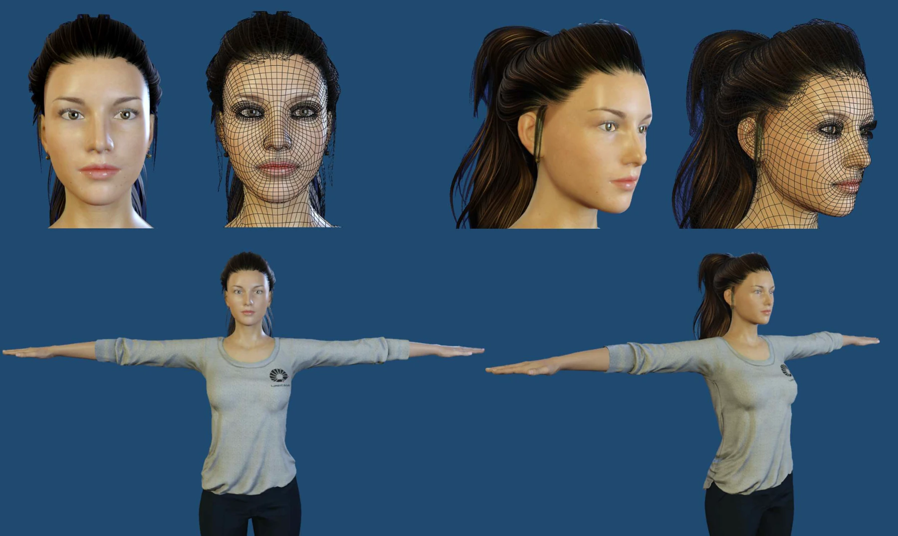 Views of the realistic signing avatar developed in the doctoral research